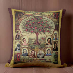 Family Records Tree Keepsake Bourgondië Kussen