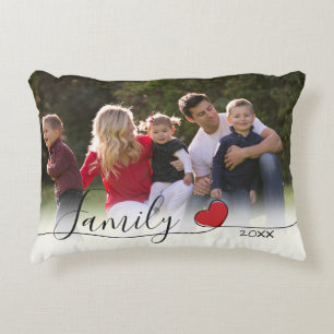 Family Red Heart Calligrafie   Horizontale foto Accent Kussen