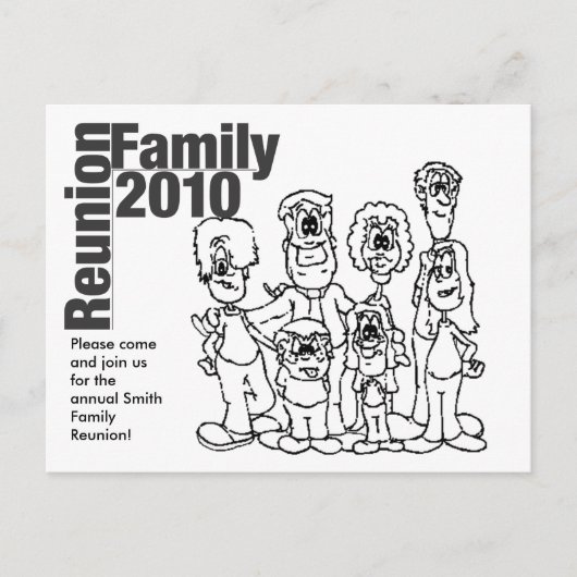 Family Reunion 2010 Coloring Invite Uitnodiging Briefkaart (Voorkant)