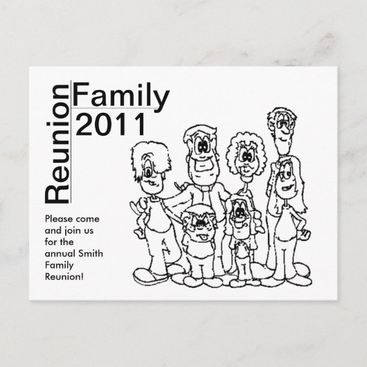 Family Reunion 2011 Coloring Invite Uitnodiging Briefkaart (Voorkant)