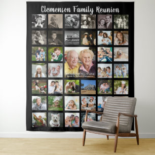 Family Reunion 39 Fotocollage gepersonaliseerd zwa Wandkleed