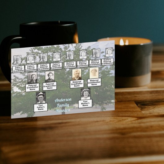 Family Reunion 3 Generation Summertime Tree Kaart