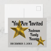 Family Reunion Aankondiging Gold Star Uitnodiging (Voorkant / Achterkant)