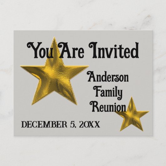 Family Reunion Aankondiging Gold Star Uitnodiging (Voorkant)