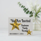 Family Reunion Aankondiging Gold Star Uitnodiging (Staand voorkant)