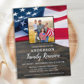 Family Reunion American Flag Photo Patriotic Party Uitnodiging Briefkaart