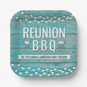 Family Reunion Annual BBQ Barbecue Rustic Papieren Bordje