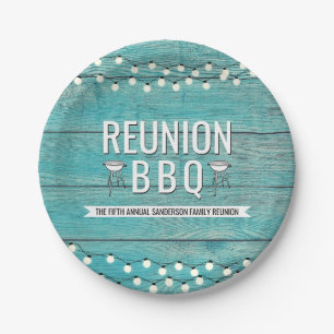 Family Reunion Annual BBQ Barbecue Rustic Papieren Bordje