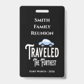 Family Reunion Award gereisd met de verste auto Badge (Front)