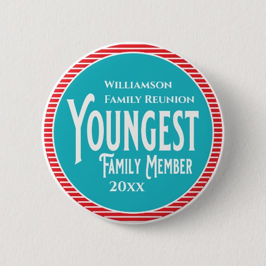 Family Reunion Award Jongste familielid Ronde Button 5,7 Cm (Voorkant)