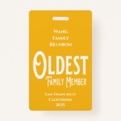 Family Reunion Award oudste familielid Badge (Voorkant)
