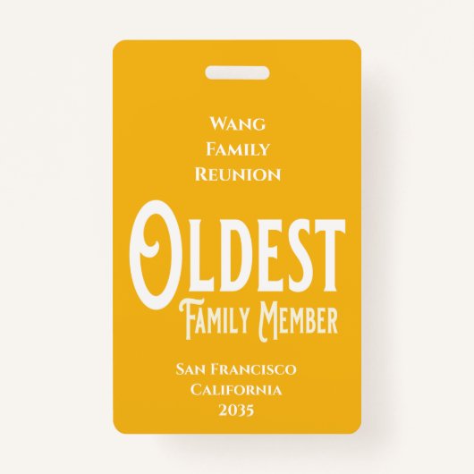 Family Reunion Award oudste familielid Badge (Voorkant)