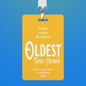Family Reunion Award oudste familielid Badge