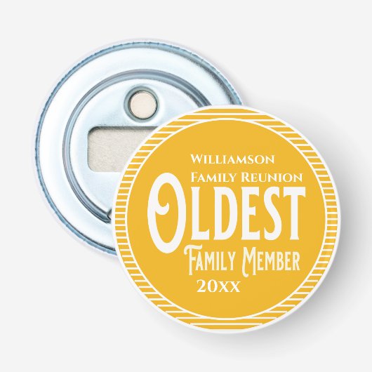 Family Reunion Award oudste familielid Button Flesopener (Voorkant)