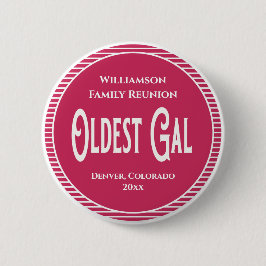 Family Reunion Award Oudste vrouw Ronde Button 5,7 Cm
