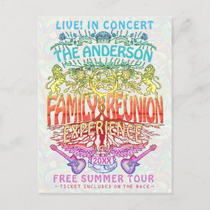 Family Reunion Band Concert Ticket Neon Retro 70's Briefkaart