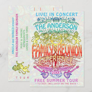 Family Reunion Band Concert Ticket Neon Retro 70's Kaart