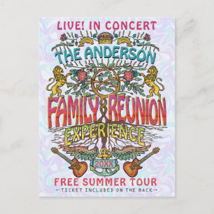 Family Reunion Band Concert Ticket Theme Retro 70s Briefkaart
