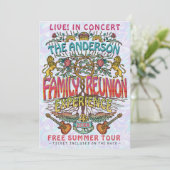 Family Reunion Band Concert Ticket Theme Retro 70s Kaart (Staand voorkant)