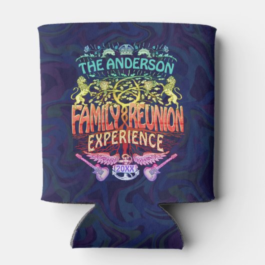 Family Reunion Band Retro 70s Concert Logo Neon Blikjeskoeler (Achterkant)