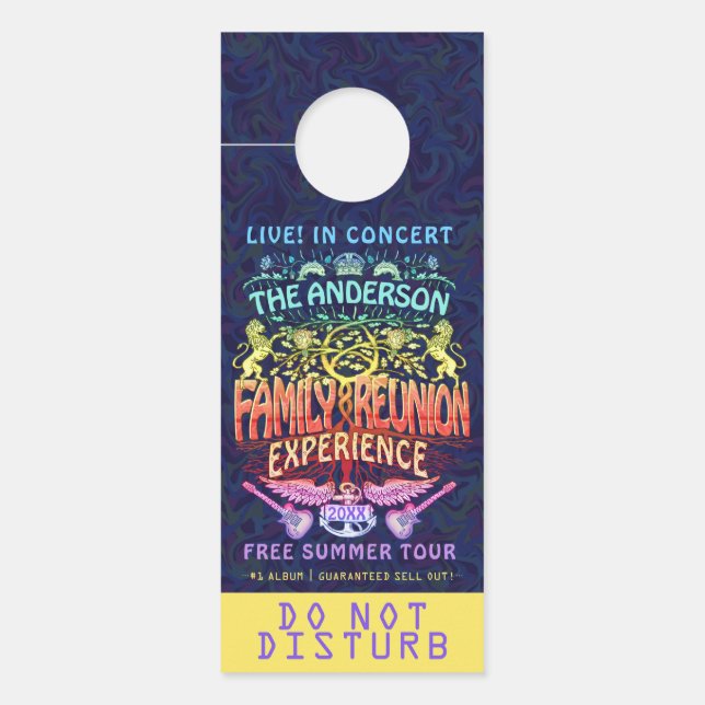 Family Reunion Band Retro 70s Concert Logo Neon Deurhanger (Voorkant)