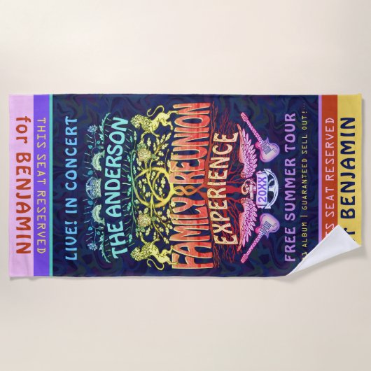 Family Reunion Band Retro 70s Concert Logo Neon Strandlaken (Voorkant)