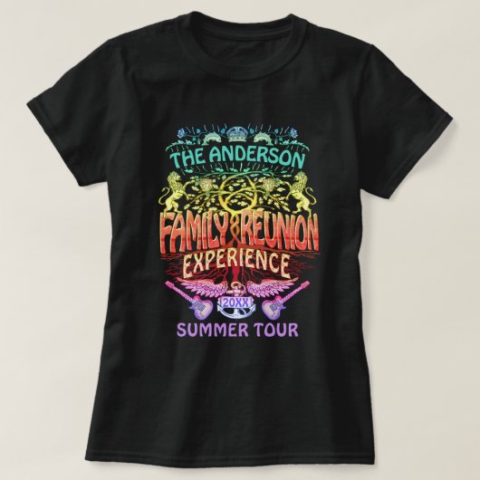 Family Reunion Band Retro 70s Concert Logo Neon T-shirt (Design voorkant)