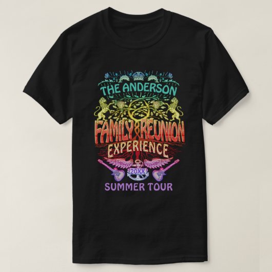 Family Reunion Band Retro 70s Concert Logo Neon T-shirt (Design voorkant)