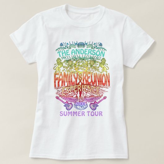 Family Reunion Band Retro 70s Concert Logo Neon T-shirt (Design voorkant)