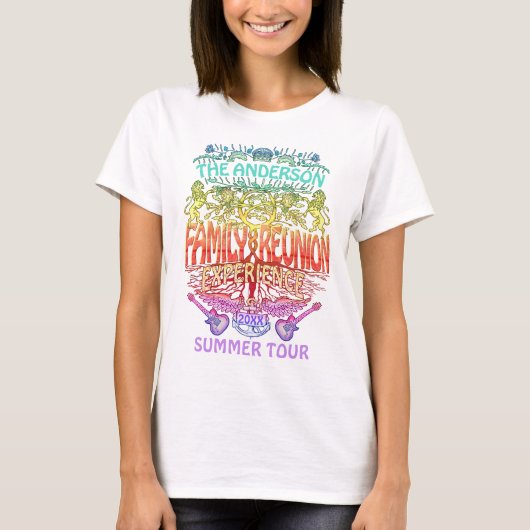 Family Reunion Band Retro 70s Concert Logo Neon T-shirt (Voorkant)