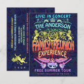 Family Reunion Band Retro 70s concert Ticket Neon Briefkaart (Voorkant / Achterkant)