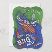 Family Reunion BBQ Red Gingham Invitation Kaart (Voorkant)