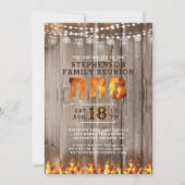 Family Reunion BBQ Rustic Wood String Lights Kaart (Voorkant)