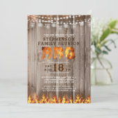 Family Reunion BBQ Rustic Wood String Lights Kaart (Staand voorkant)