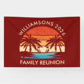Family Reunion Beach Party Retro zonsondergang Spandoek (Horizontaal)