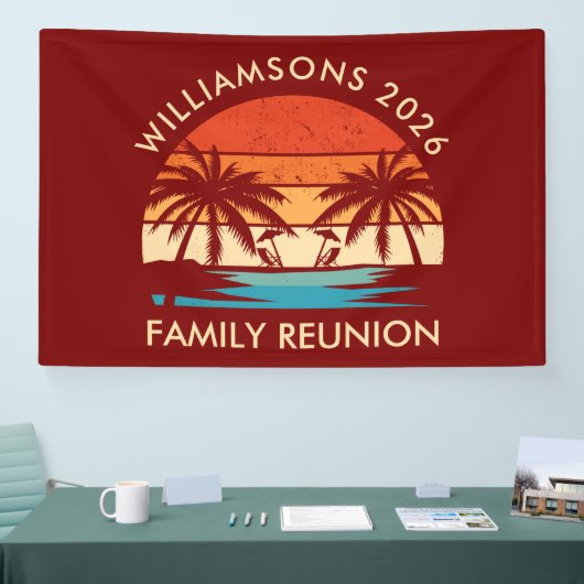 Family Reunion Beach Party Retro zonsondergang Spandoek (Beurs)