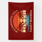 Family Reunion Beach Party Retro zonsondergang Spandoek (Verticaal)