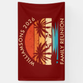 Family Reunion Beach Party Retro zonsondergang Spandoek (Verticaal)