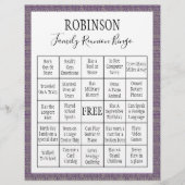 Family Reunion Bingo Game Paarse Tegel (Voorkant)