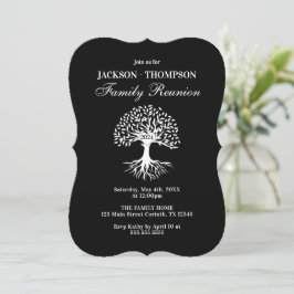 Family Reunion black and white Invitation Kaart