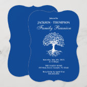 Family Reunion blue and white Invitation Kaart (Voorkant / Achterkant)