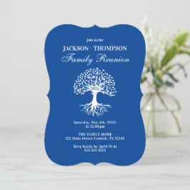 Family Reunion blue and white Invitation Kaart