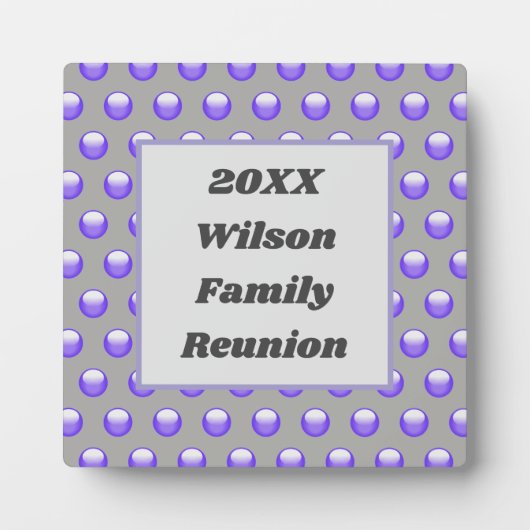 Family Reunion Blue en Gray Polka Dot Event Fotoplaat (Voorkant)