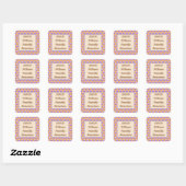Family Reunion Blue en Peach Polka Dot Pattern Vierkante Sticker (Vel)