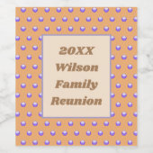 Family Reunion Blue en Peach Polka Dot Pattern Wijn Etiket (Enkel label)