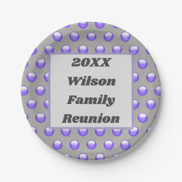Family Reunion Blue Gray Modern Polka Dot Papieren Bordje