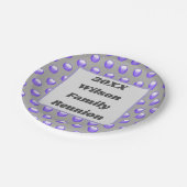 Family Reunion Blue Gray Modern Polka Dot Papieren Bordje (Gekanteld)