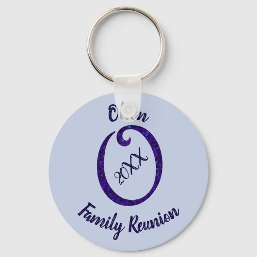 Family Reunion Blue Mosaic Letter O Monogram Sleutelhanger (Voorkant)