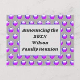 Family Reunion Blue Paars Polka Dot Invitation Briefkaart