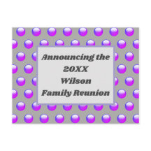 Family Reunion Blue Paars Polka Dot Invitation